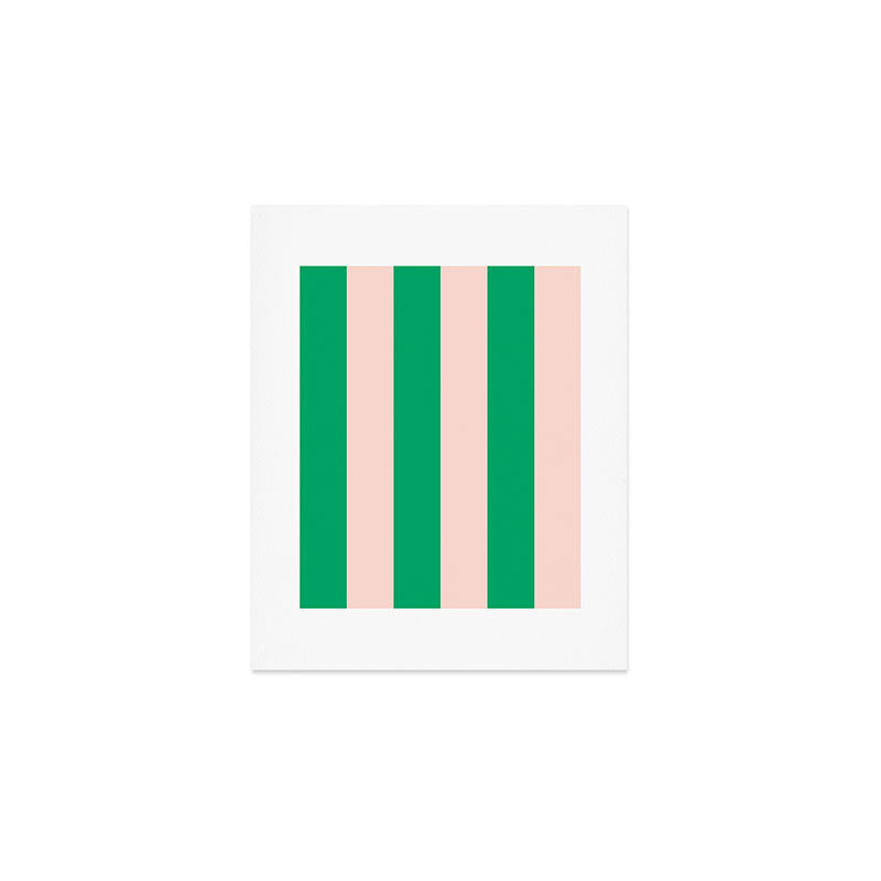 Vibrant green and beige stripes Art Print Gallery Image 1