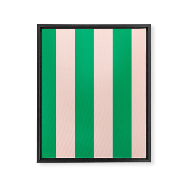 Vibrant green and beige stripes Framed Canvas Print Gallery Image 8