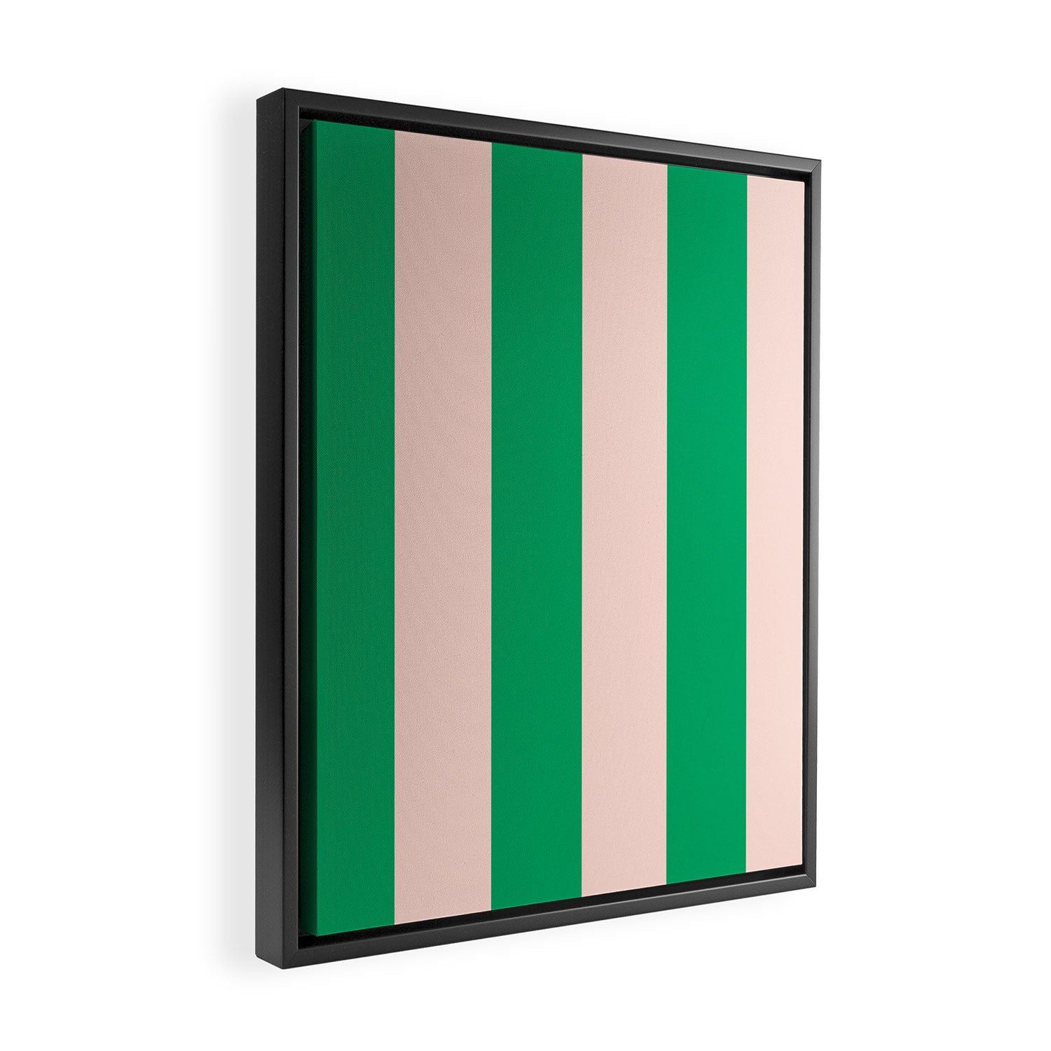 Vibrant green and beige stripes Framed Canvas Print Gallery Image 2