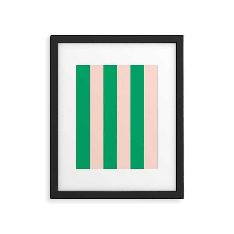 Vibrant green and beige stripes Framed Art Print Gallery Image 6