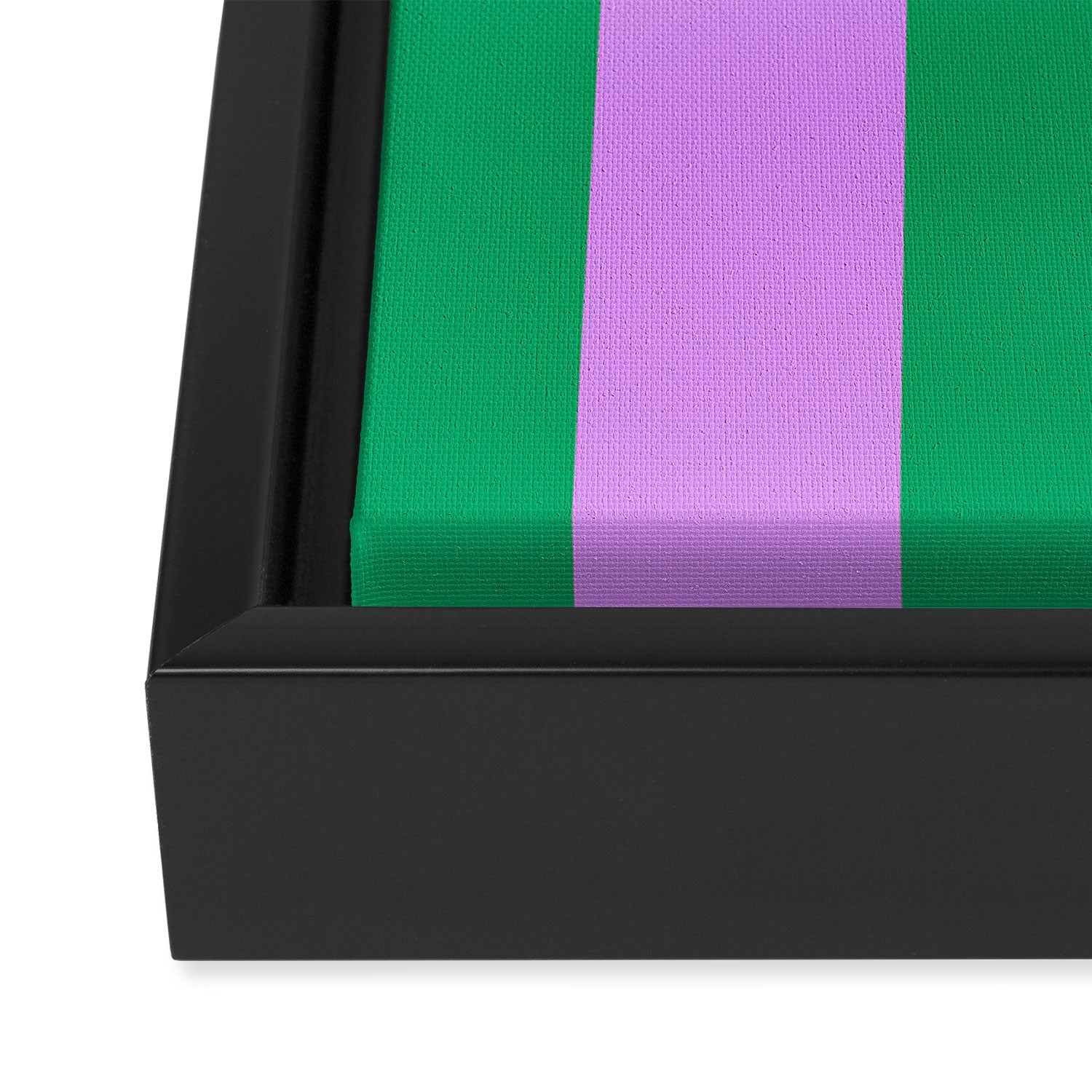 Vibrant green and purple stipes Framed Canvas Print Gallery Image 3