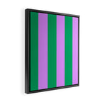 Vibrant green and purple stipes Framed Canvas Print Gallery Image 2