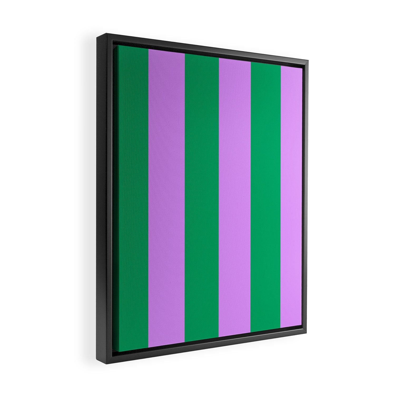 Vibrant green and purple stipes Framed Canvas Print Gallery Image 2