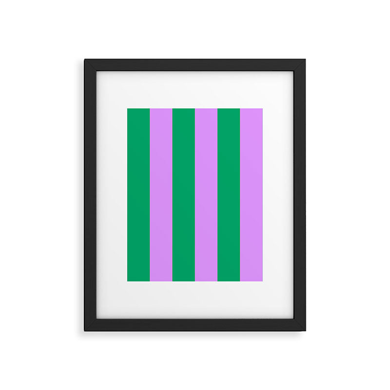 Vibrant green and purple stipes Framed Art Print Gallery Image 6