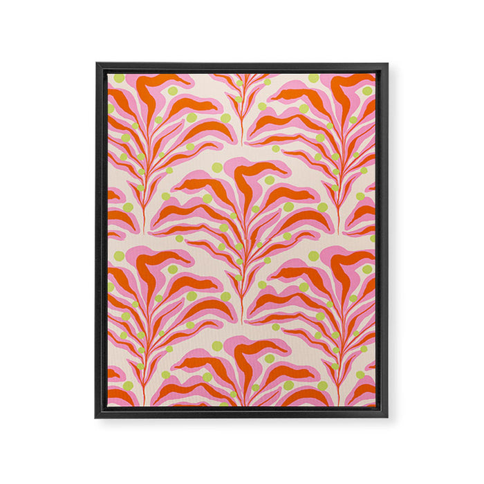 Vibrant Modern Botanical Pattern Whimsical Floral Abstract Framed Canvas Print Gallery Image 1