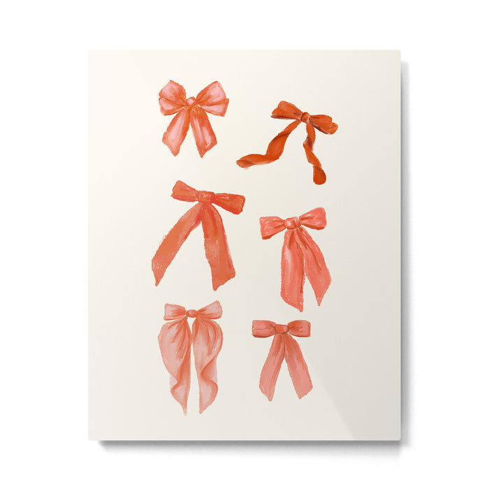 Vibrant Red Watercolor Bow  Metal Print Gallery Image 1
