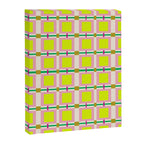 Vibrant Square Grid Pattern  Neon Lime and Pink  Canvas Print Gallery Image 8
