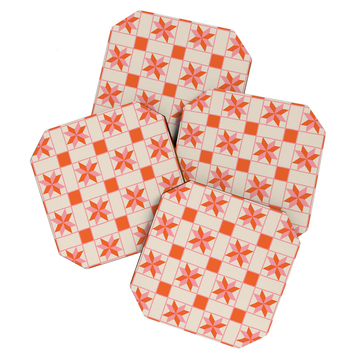 Vibrant Star Quilt Pattern Coaster Gallery Image 1
