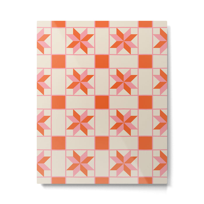 Vibrant Star Quilt Pattern Metal Print Gallery Image 1