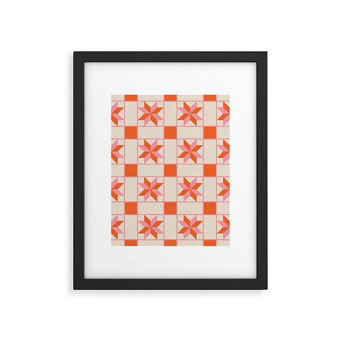 Vibrant Star Quilt Pattern Framed Art Print Gallery Image 1