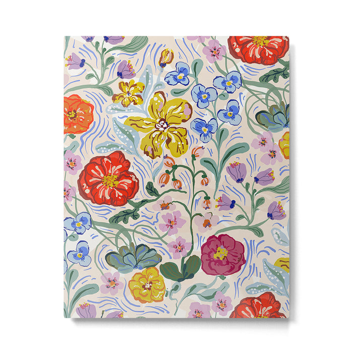 Vibrant Wildflower Garden Pattern Hand Painted Folk Floral Design Metal Print Gallery Image 1