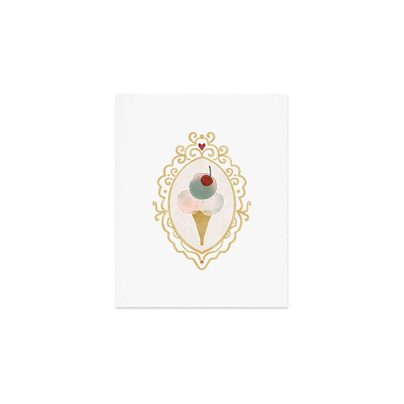 Victorian Watercolor Ice Cream in Frame Art Print Gallery Image 1