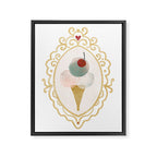 Victorian Watercolor Ice Cream in Frame Framed Canvas Print Gallery Image 8
