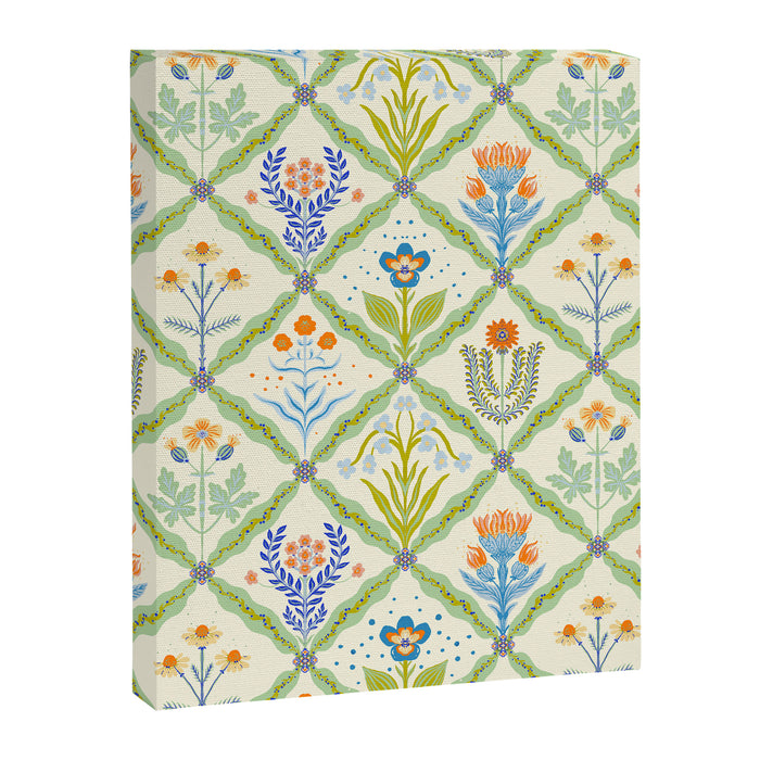 Vintage Botanical Floral Tile Pattern Canvas Print Gallery Image 1