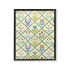 Vintage Botanical Floral Tile Pattern Framed Canvas Print Gallery Image 8