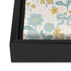 Vintage Floral Butterfly Pattern  Blue Yellow Pastel Garden with Bows and Blossoms Framed Canvas Print Gallery Image 3