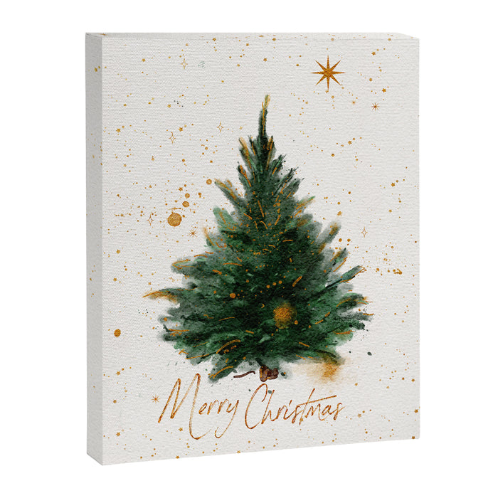 Vintage Merry Christmas Tree  Canvas Print Gallery Image 1