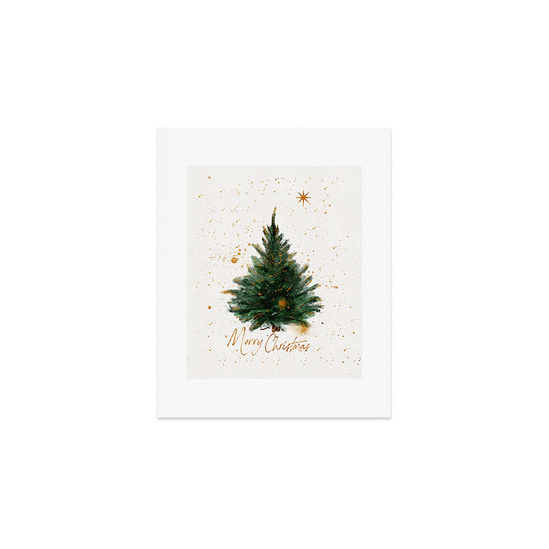 Vintage Merry Christmas Tree  Art Print Gallery Image 1