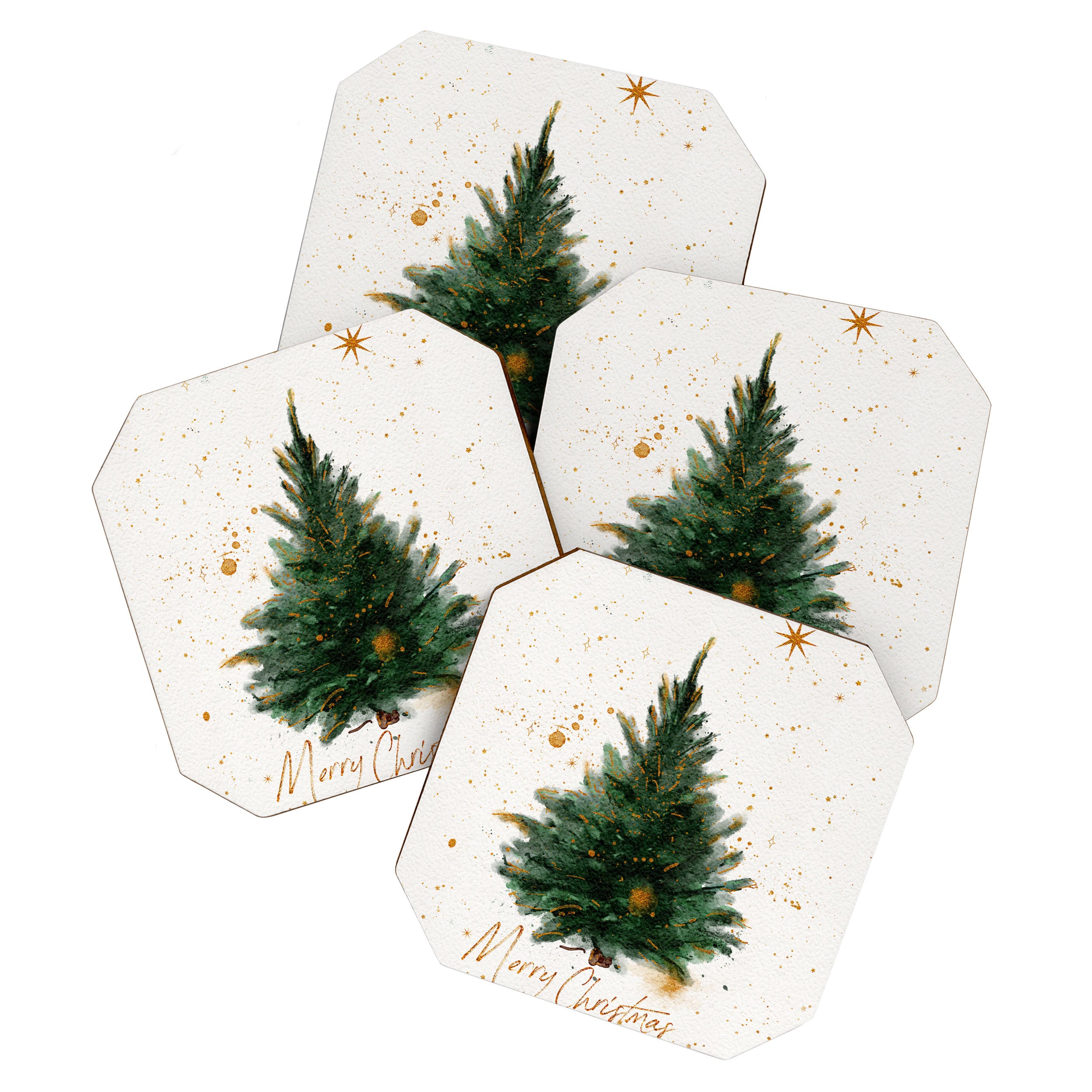 Vintage Merry Christmas Tree  Coaster Gallery Image 1
