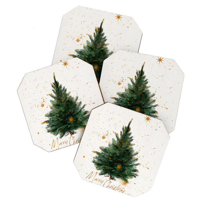 Vintage Merry Christmas Tree  Coaster Gallery Image 1
