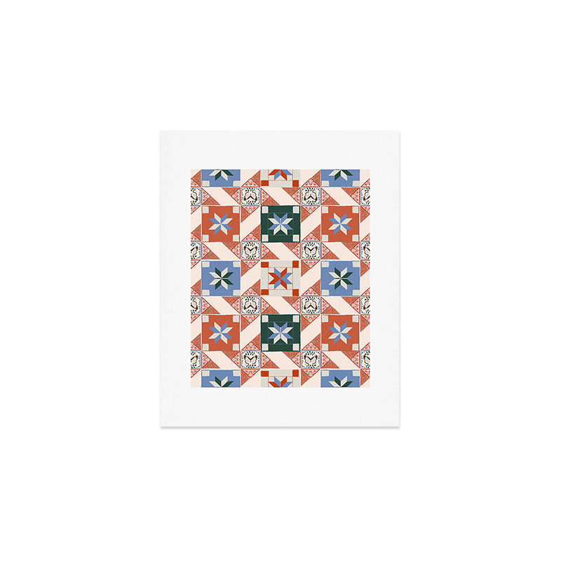 Vintage Quilt Block Pattern Art Print Gallery Image 1