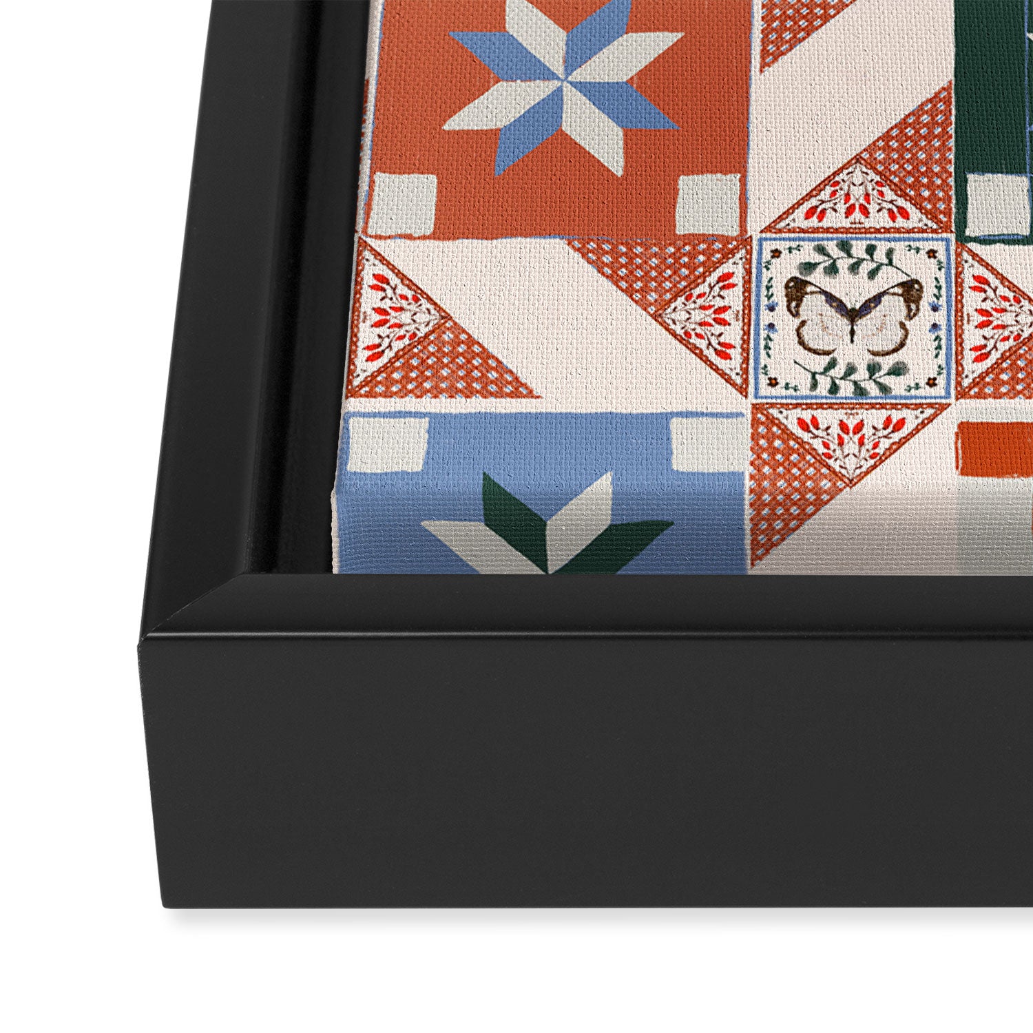 Vintage Quilt Block Pattern Framed Canvas Print Gallery Image 3