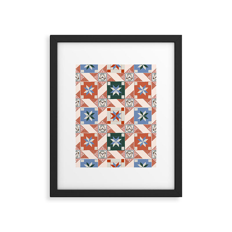 Vintage Quilt Block Pattern Framed Art Print Gallery Image 6