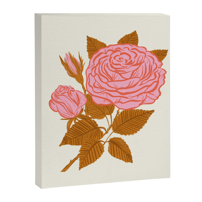 Vintage-Inspired Pink Rose Botanical Art Print Canvas Print Gallery Image 1
