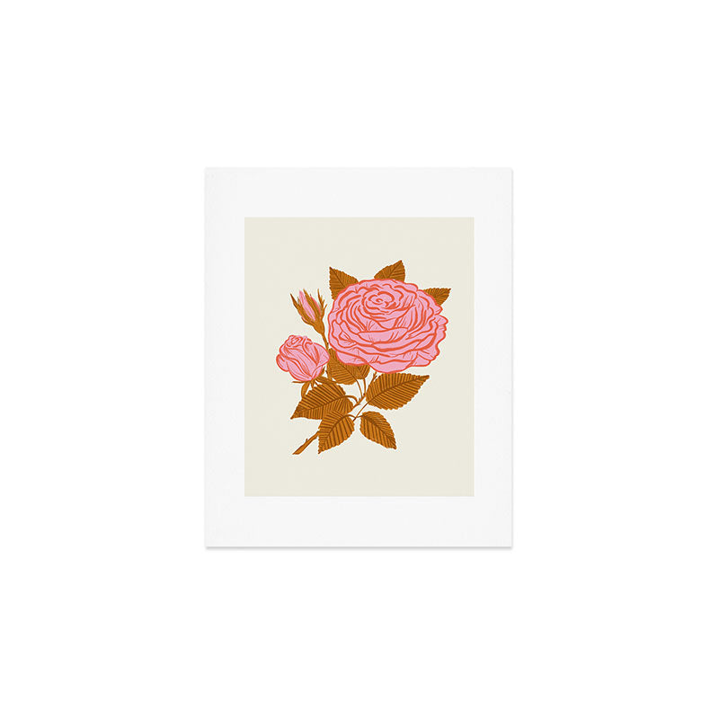 Vintage-Inspired Pink Rose Botanical Art Print Art Print Gallery Image 1