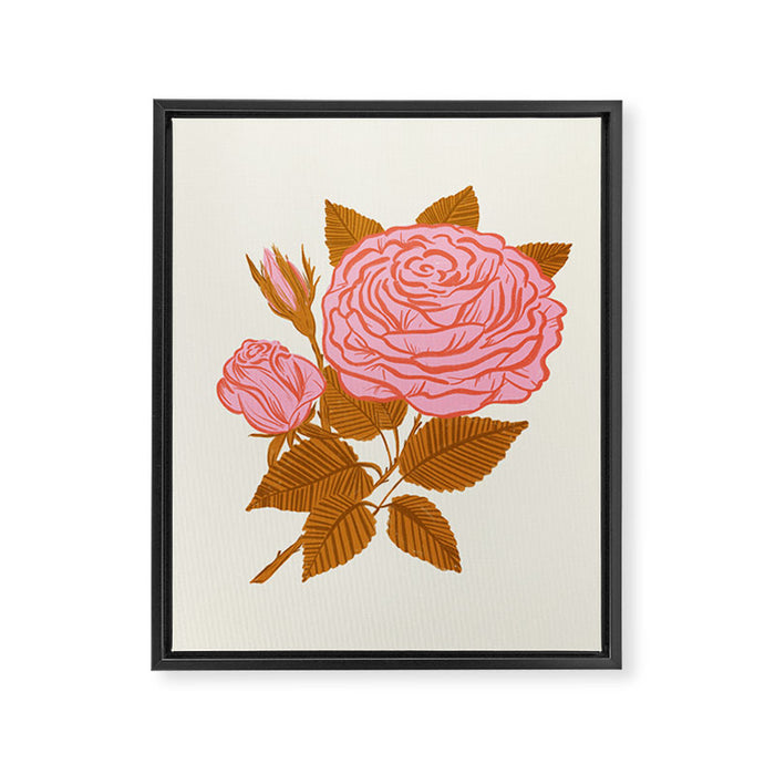 Vintage-Inspired Pink Rose Botanical Art Print Framed Canvas Print Gallery Image 1