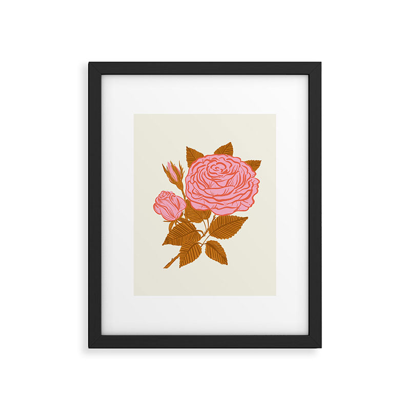 Vintage-Inspired Pink Rose Botanical Art Print Framed Art Print Gallery Image 6