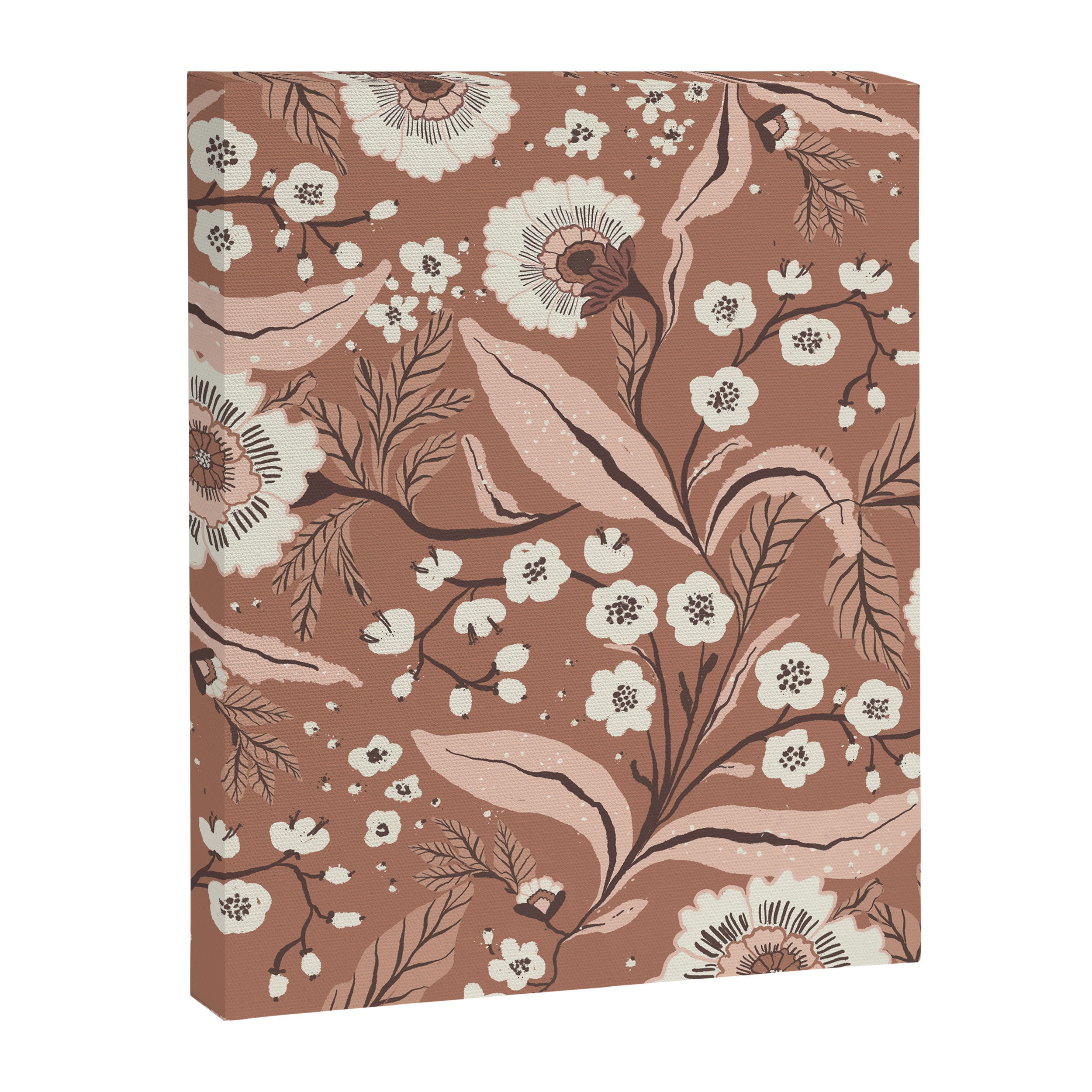 Warm Mocha Mousse Vintage Floral Canvas Print Gallery Image 8
