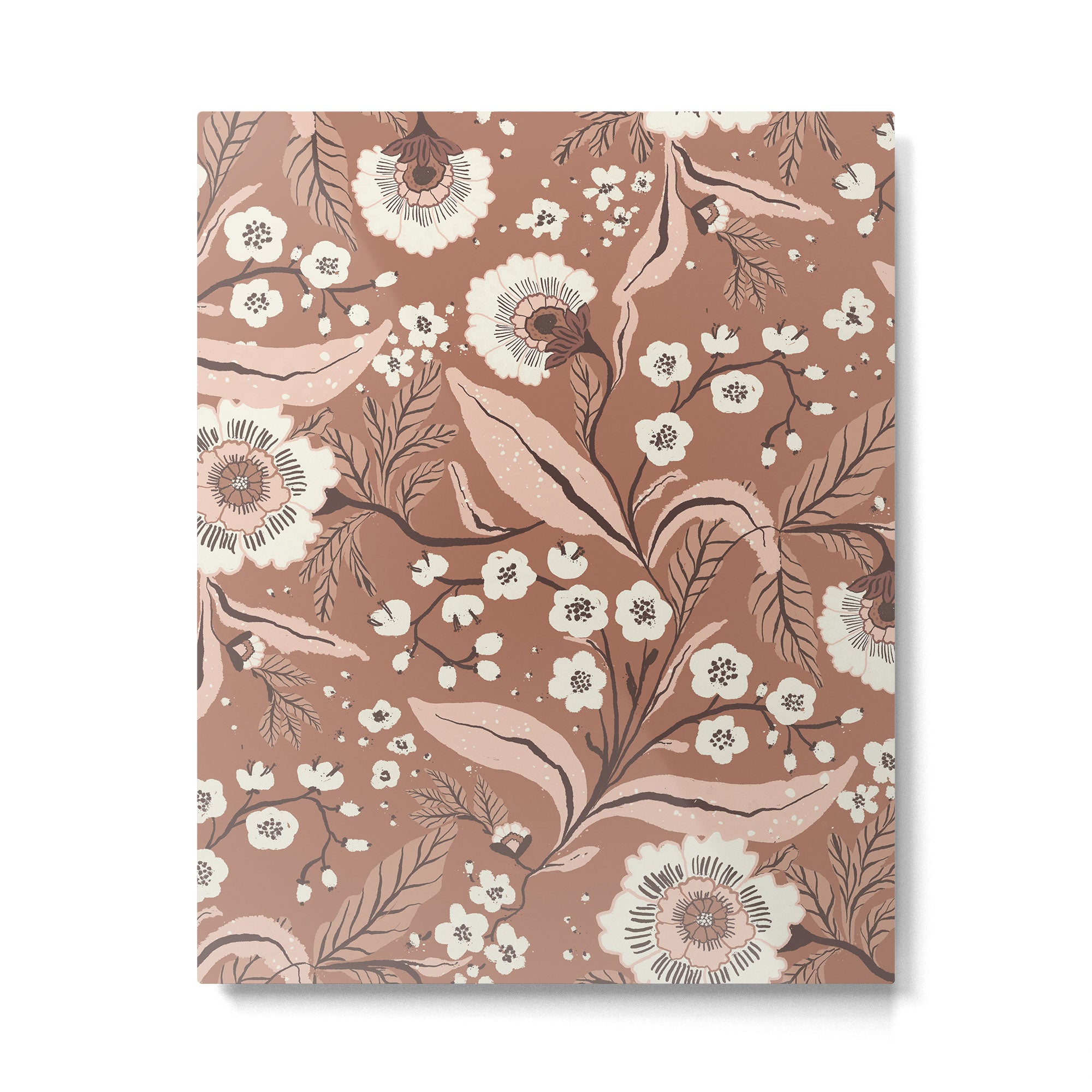 Warm Mocha Mousse Vintage Floral Metal Print Gallery Image 6