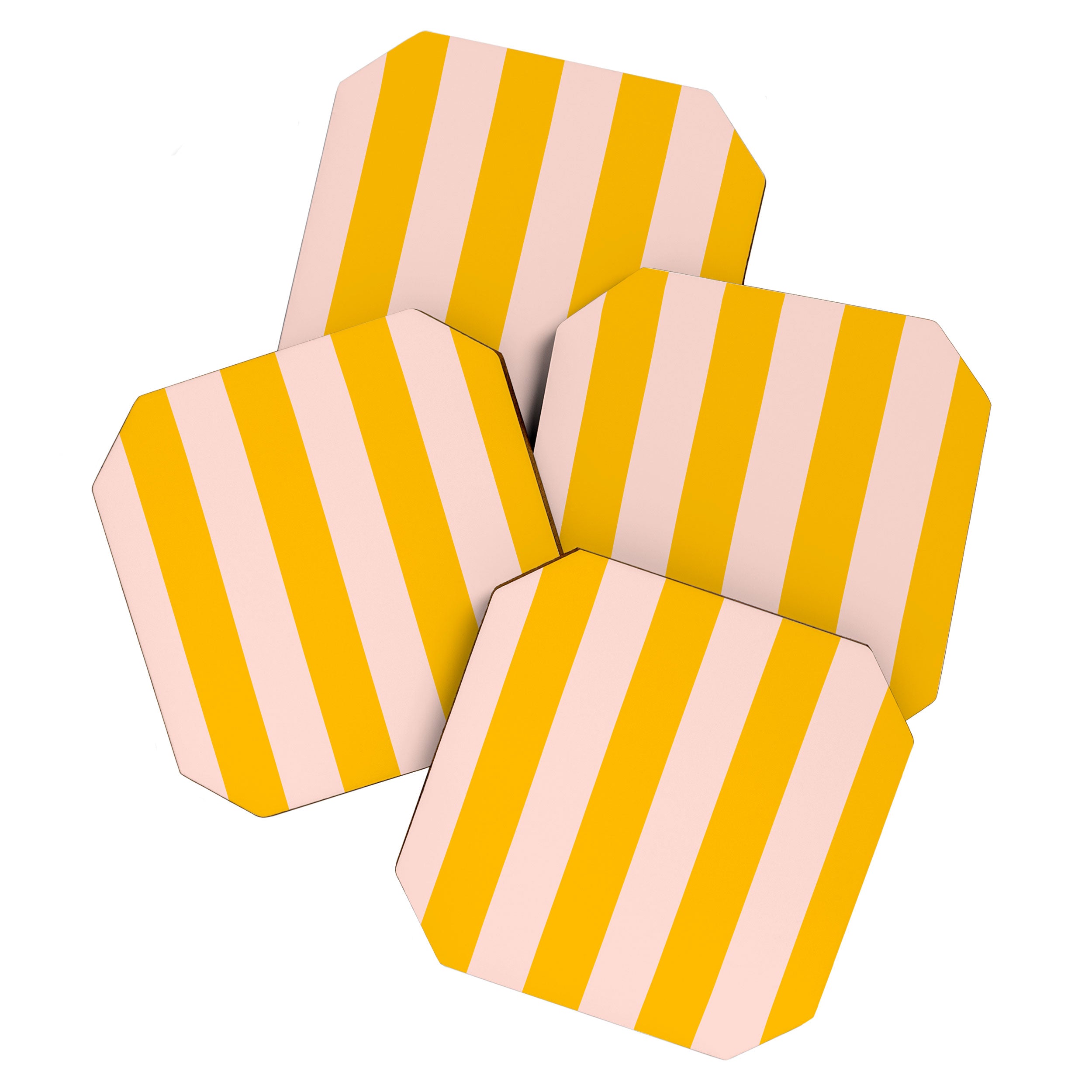 Warm Yellow and Beige Stripes Coaster Gallery Image 1