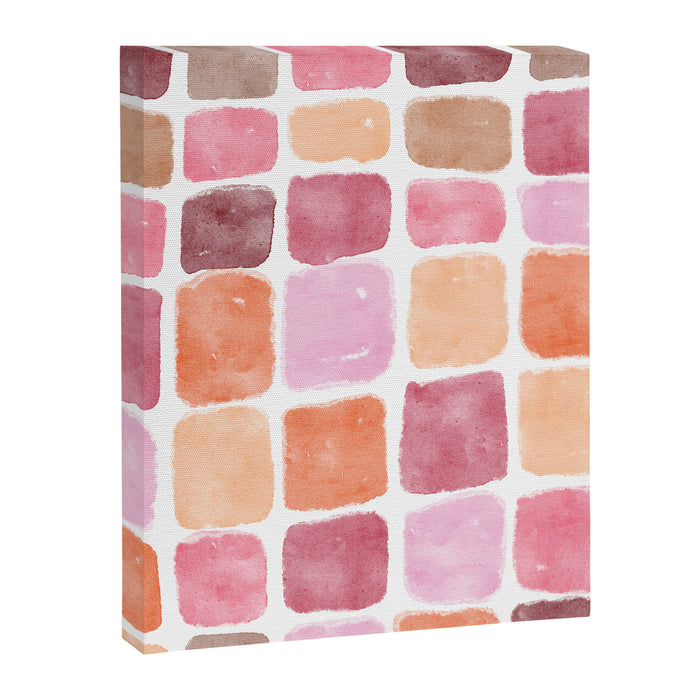 Watercolor Grid Pattern in Warm Pastels Canvas Print Gallery Image 1