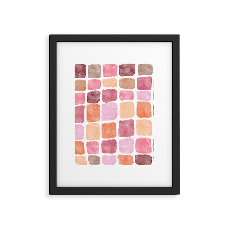 Watercolor Grid Pattern in Warm Pastels Framed Art Print Gallery Image 6