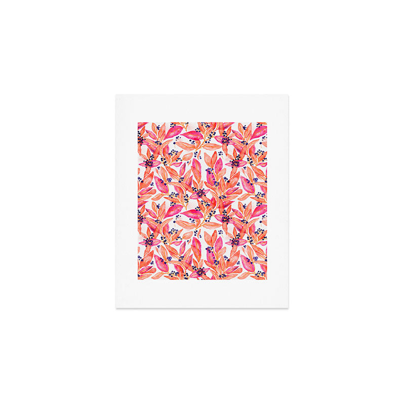 watercolor peach fuzz leaves Art Print Gallery Image 1