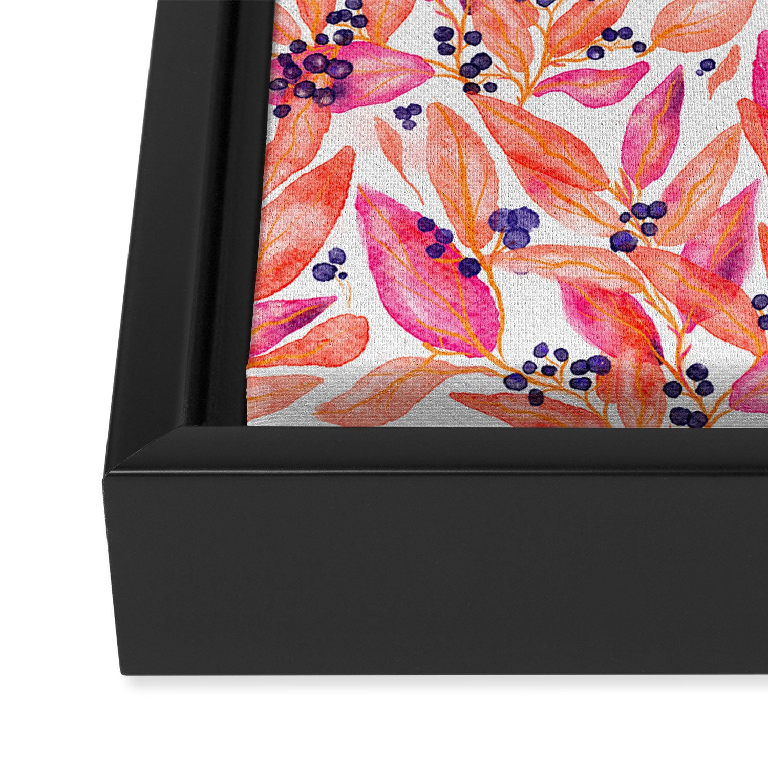 watercolor peach fuzz leaves Framed Canvas Print Gallery Image 3