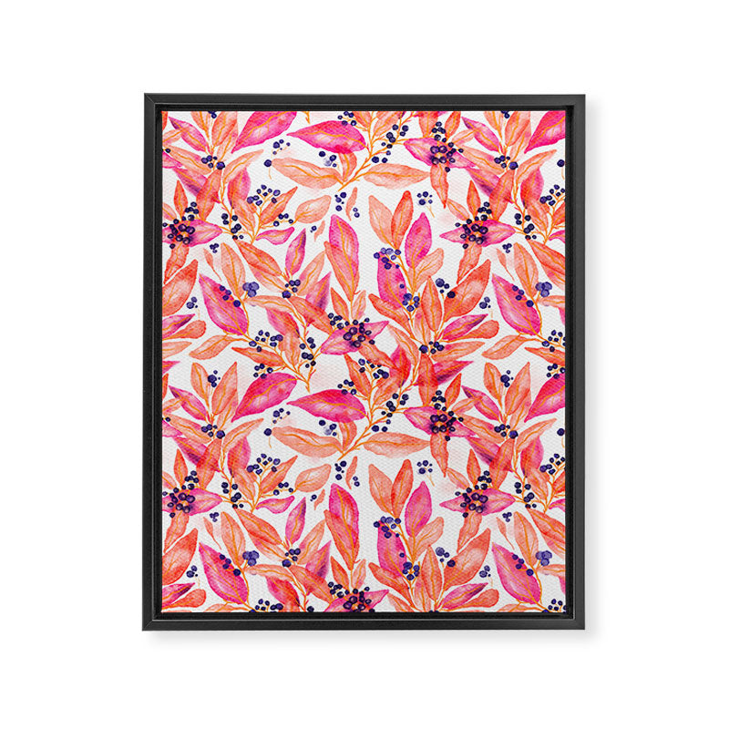 watercolor peach fuzz leaves Framed Canvas Print Gallery Image 8