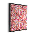 watercolor peach fuzz leaves Framed Canvas Print Gallery Image 2