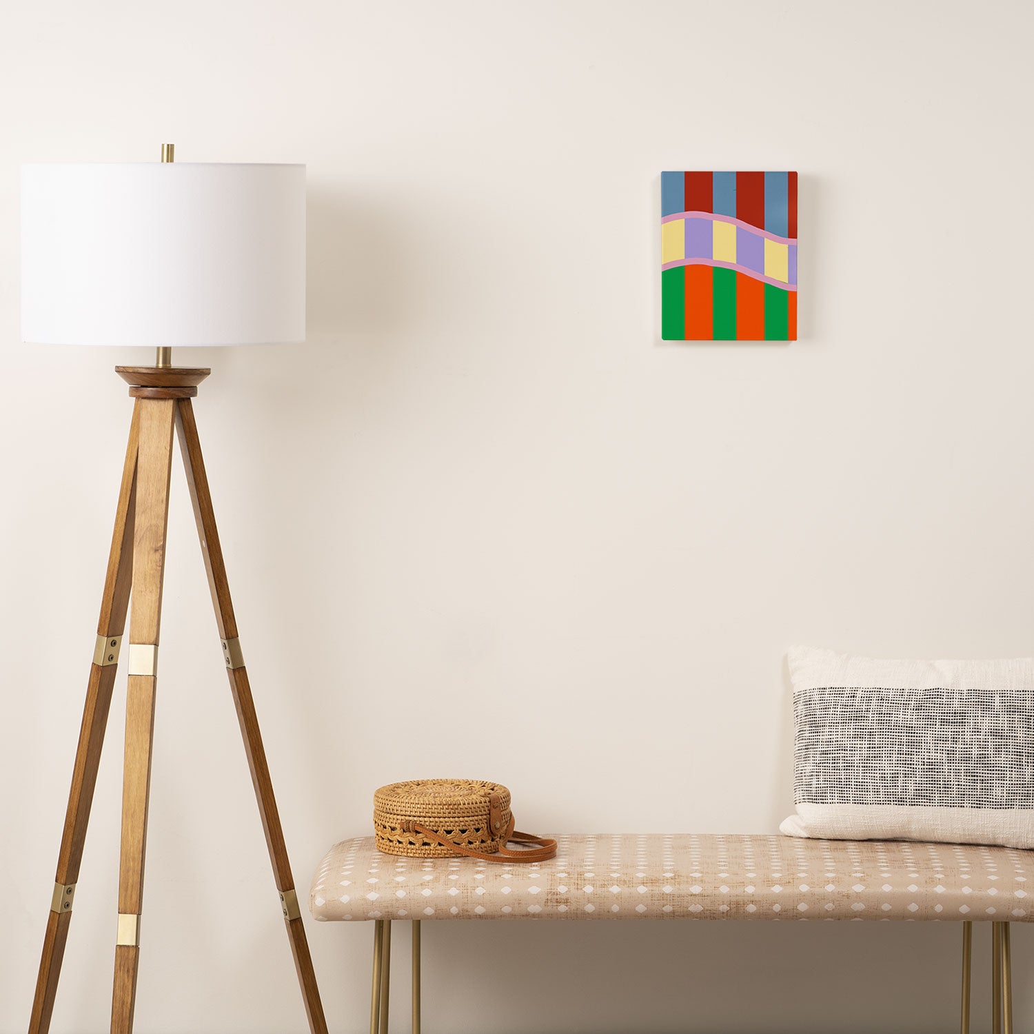 Wavy Abstract Stripe Art Retro Color Flow with Orange Lavender Green andTerracotta Canvas Print Gallery Image 2