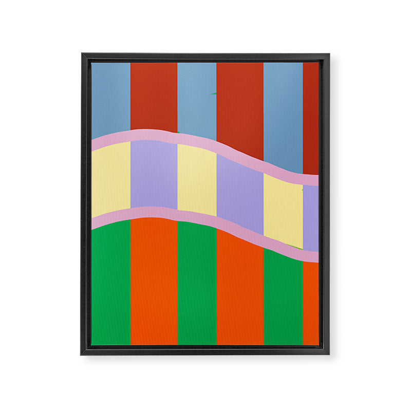 Wavy Abstract Stripe Art Retro Color Flow with Orange Lavender Green andTerracotta Framed Canvas Print Gallery Image 8
