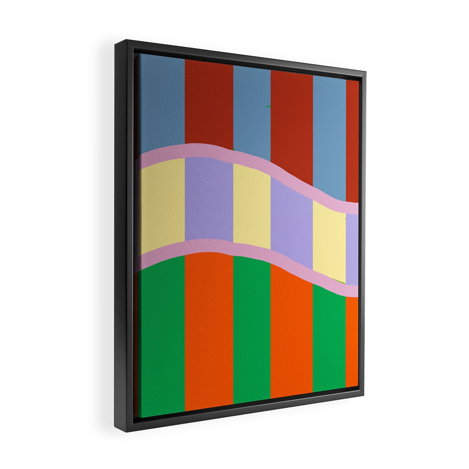 Wavy Abstract Stripe Art Retro Color Flow with Orange Lavender Green andTerracotta Framed Canvas Print Gallery Image 2