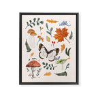 Whimsical Autumn Butterfly with Mushrooms and Leaves Framed Canvas Print Gallery Image 8