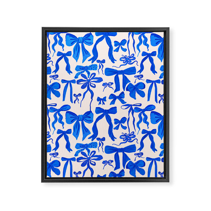 Whimsical Blue Bow Pattern - Perfect for Creative Holiday and Winter Projects Framed Canvas Print Gallery Image 1