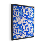 Whimsical Blue Bow Pattern - Perfect for Creative Holiday and Winter Projects Framed Canvas Print Gallery Image 2