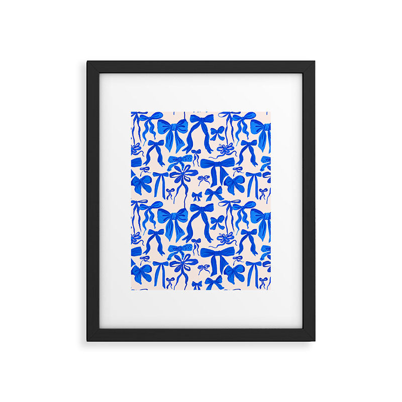 Whimsical Blue Bow Pattern - Perfect for Creative Holiday and Winter Projects Framed Art Print Gallery Image 6