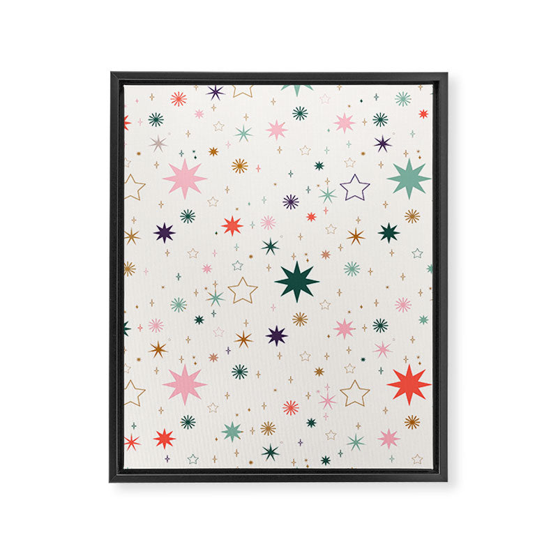 Whimsical Celestial Stars Seamless Pattern Framed Canvas Print Gallery Image 8