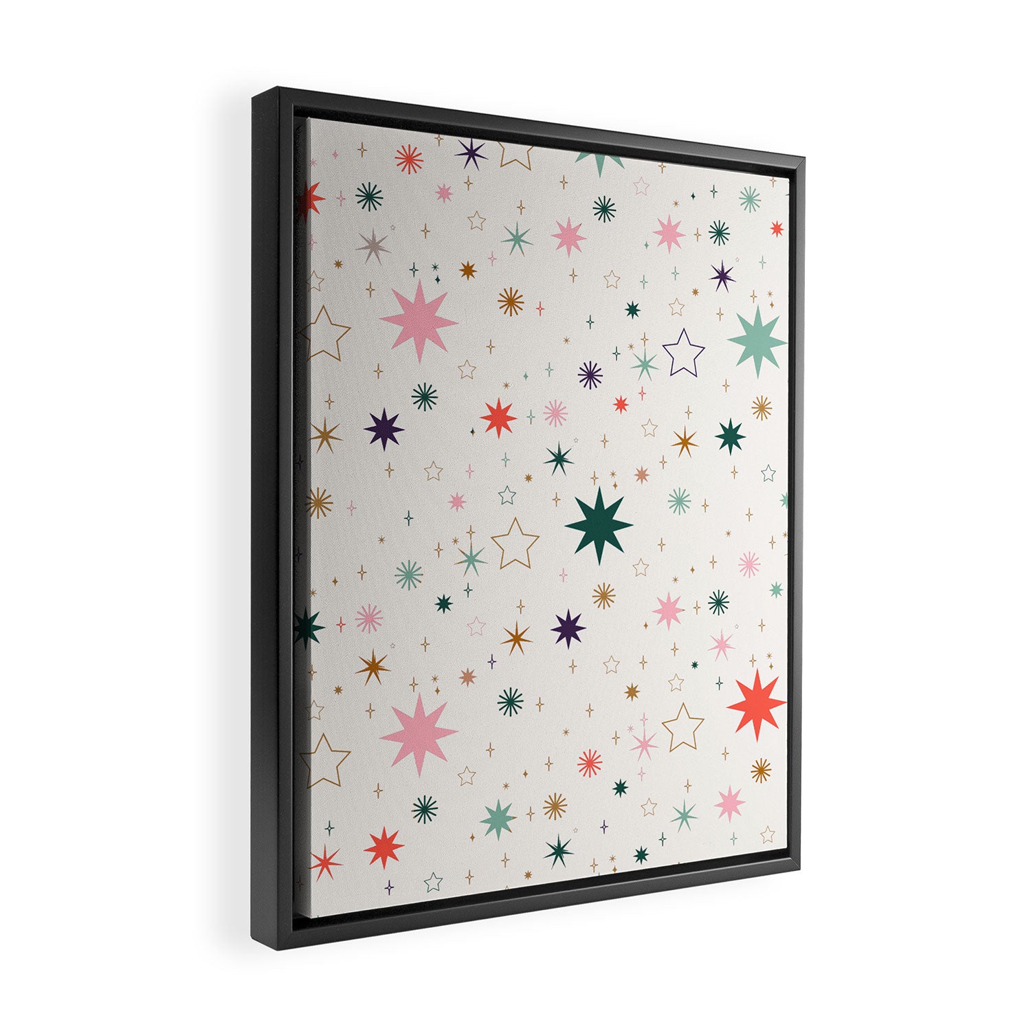 Whimsical Celestial Stars Seamless Pattern Framed Canvas Print Gallery Image 2