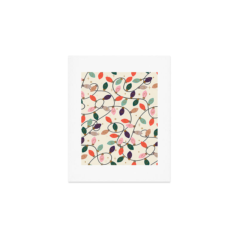 Whimsical Festive String Lights Seamless Pattern Art Print Gallery Image 1